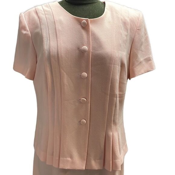 JULIAN TAYLOR Womens Vintage Pink Button Front Peplum Dress A-Line Size 14 - Picture 4 of 12